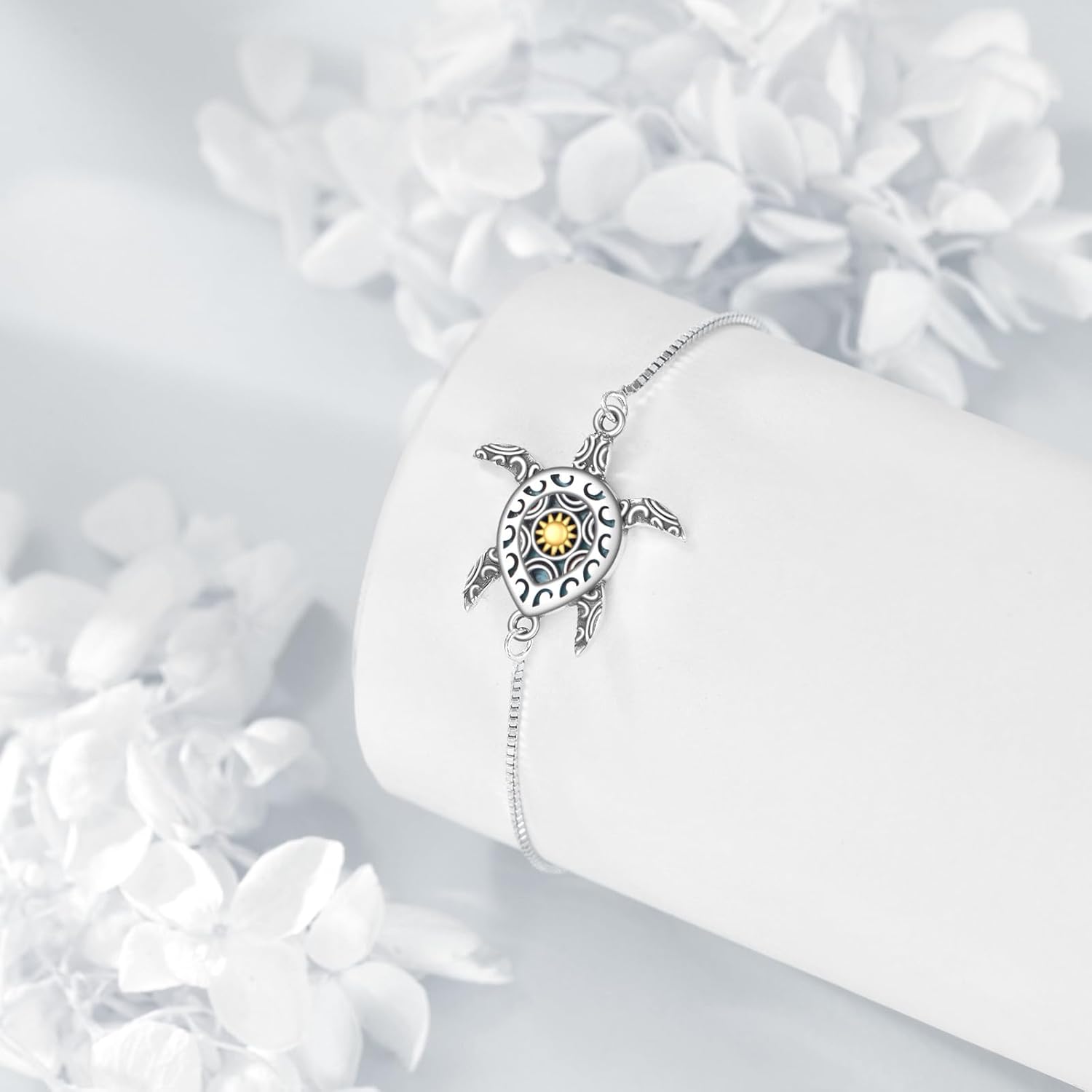 Turtle Bracelet Sterling Silver Turquoise Sea Turtle Bracelet Cute Animal Jewelry Gifts for Women - Image 5