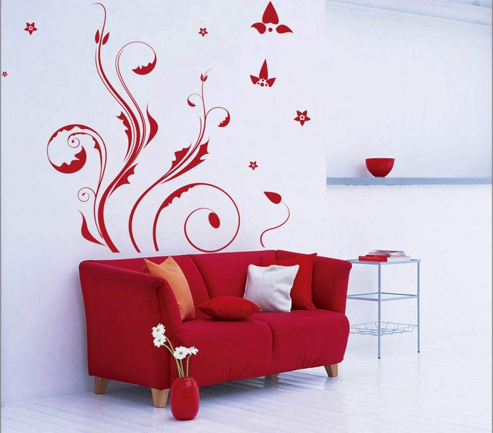 StickieArtStickieArt - Red Floral Pattern Wall Decal - Medium - 50 x 70 cm - STA-150
