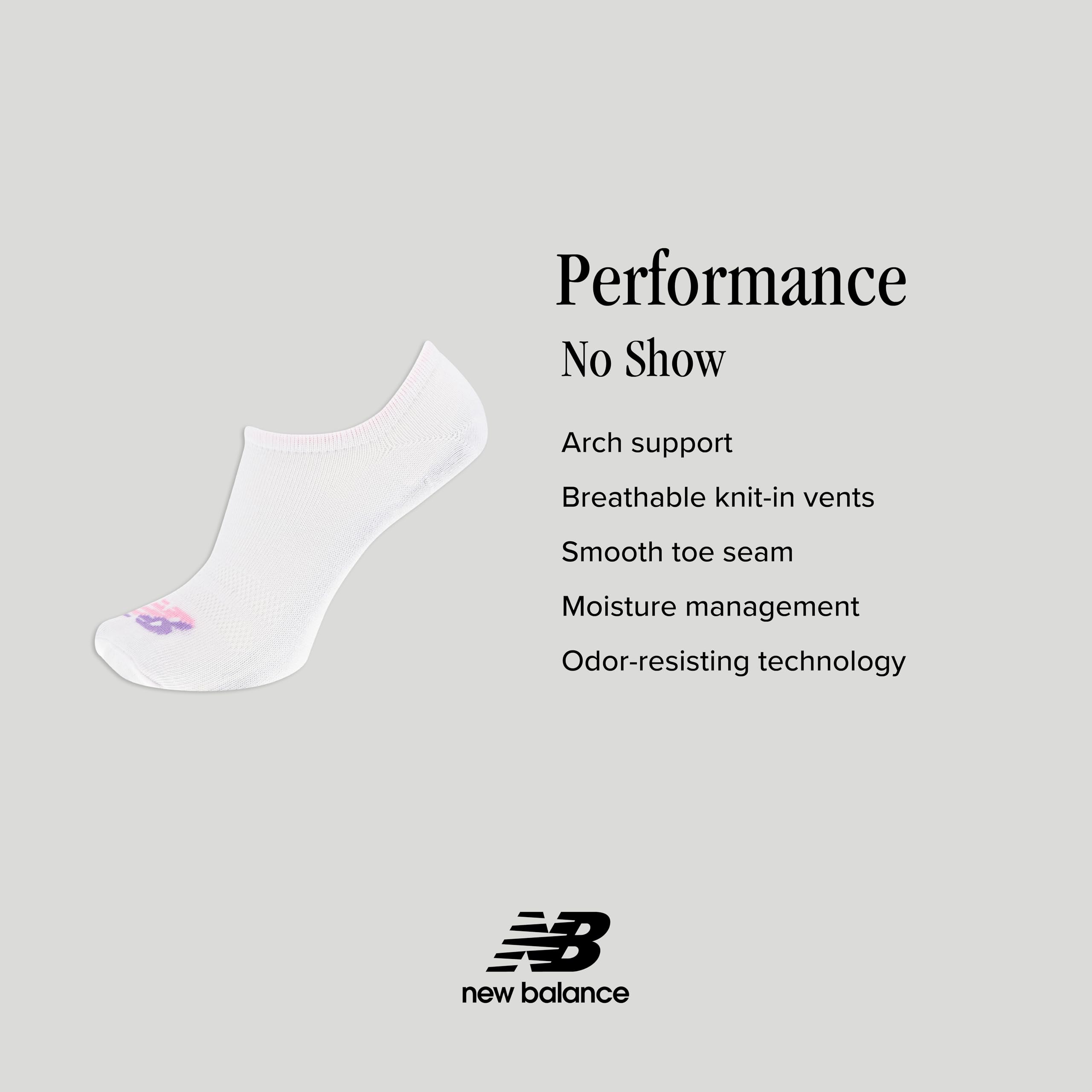 New Balance Unisex Men's And Women's Performance Cushioned Liner Socks - 6 & 12 Pairs - Moisture Wicking Kisseneinlagen, 6 Paar
