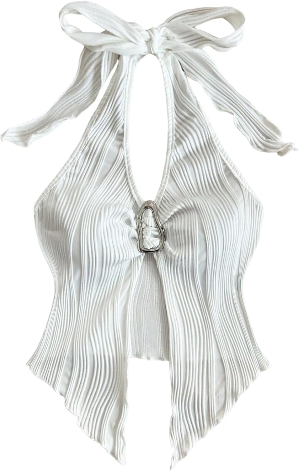 SOLY HUX Women's Plus Size Backless Halter Top Summer Split Hem Asymmetrical Going Out Vacation Tops