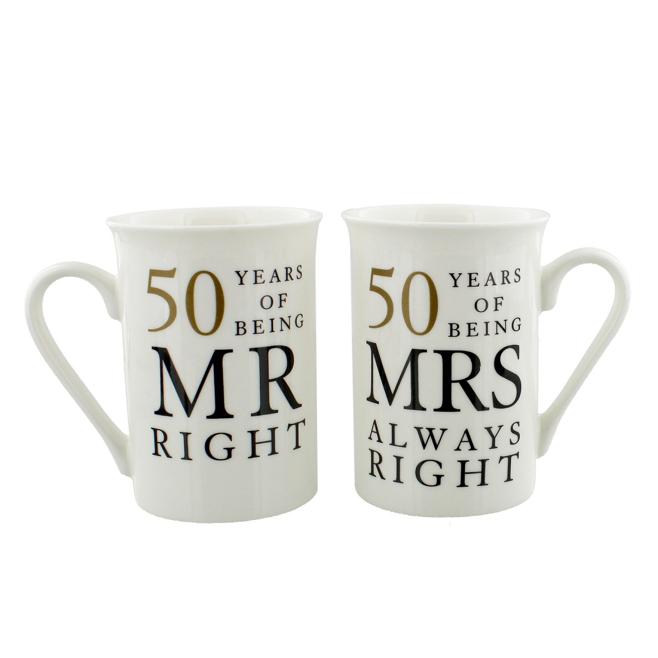 Pair Of Gift Boxed 50 Years Of Being Mr Right & Mrs Always Right Mugs
