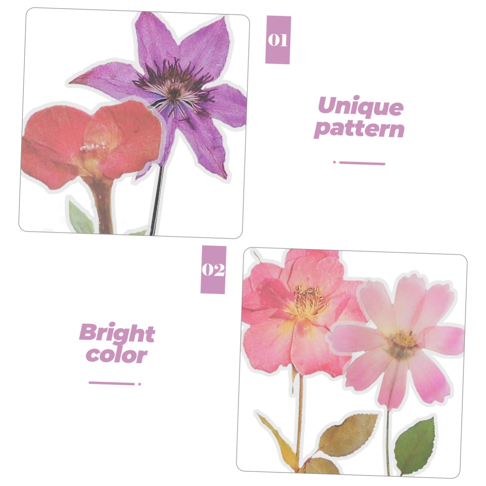 SHINEOFI 18paquets Autocollants Floraux Décoratifs Pack De Stickers Fleurs Séchées Pour Scrapbooking Et Journal Intime Autocollants Esthétiques Pour Et Décoration Personnelle