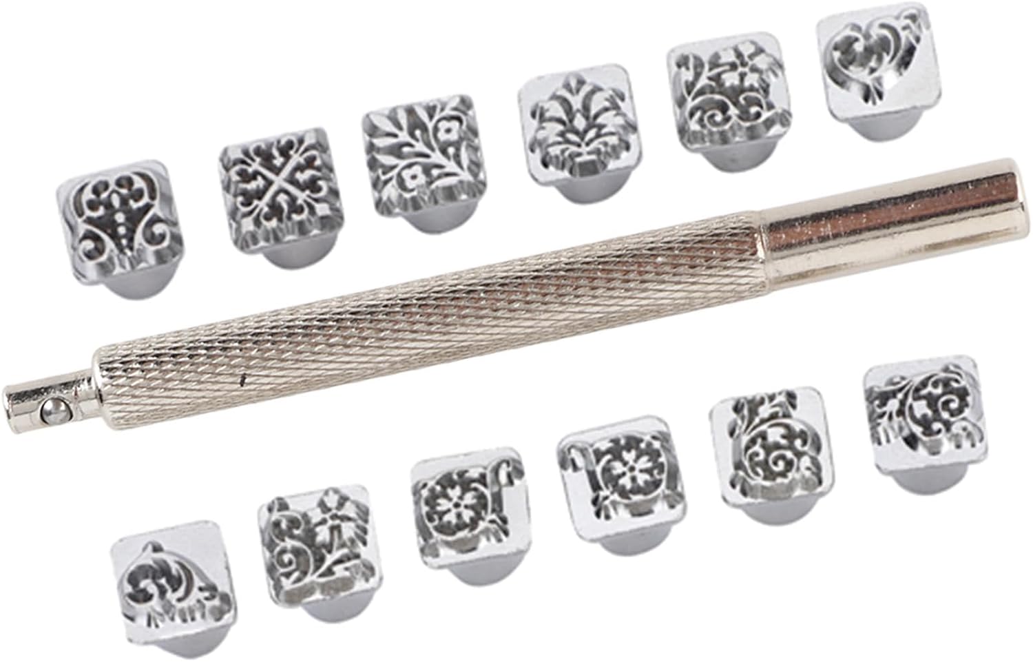 Tang 12Pcs Flower Design Leather Stamp Set - DIY Leather Craft Stamping Punch Tool