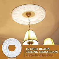 Vista 6 de 2 Pieces Ceiling Medallion Molded White PU Ceiling Medallions for Light Fixtures Cover Decorative Plate for Replacement Canopies Home Chandelier