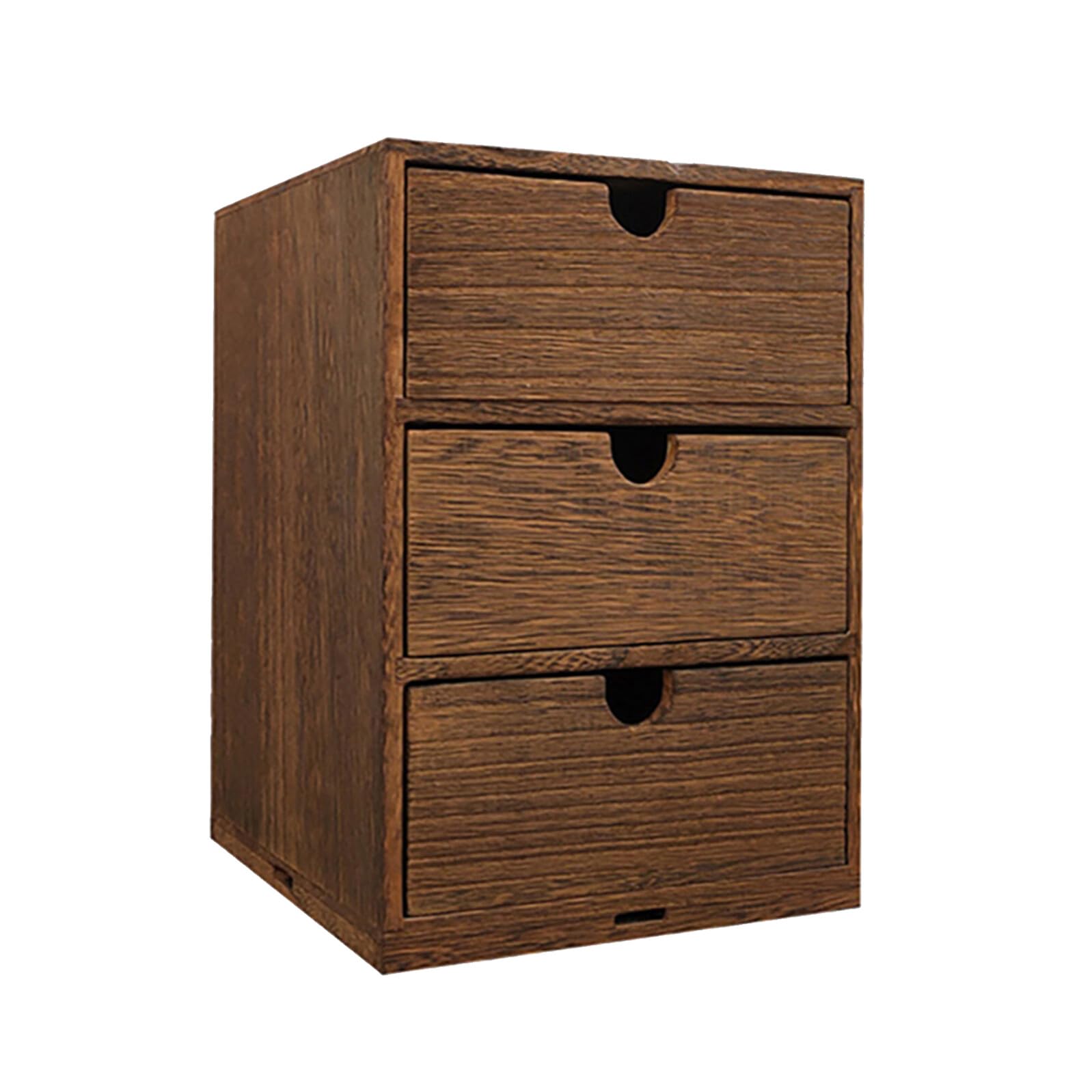 Mehrschichtige Holzkiste Aufbewahrungsbox mit 3 Schubladen Braun Großer Stauraum und Glatte Oberfläche für Tisch und Büroorganisation