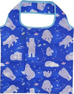 Kyoyu Eco Bag with Pocket, 16.9 x 22.4 inches (43 x 57 cm), White Bear/Blue