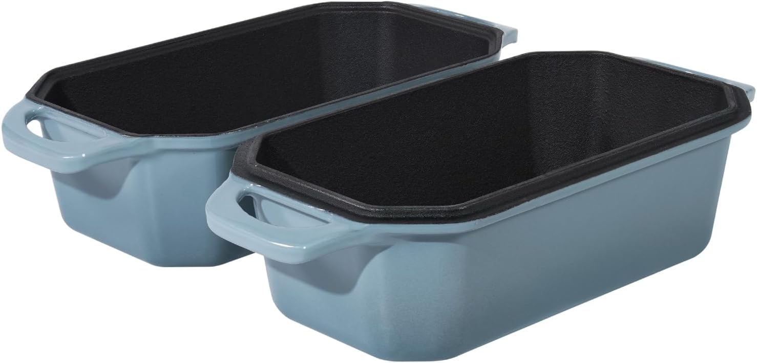 Bread Pan Cast Iron Loaf Pan with Lid Bread Loaf Pan 8.5x4.5 Inch Loaf Pan Enameled Cast Iron Sourdough Loaf Pan, LightBlue - Image 6