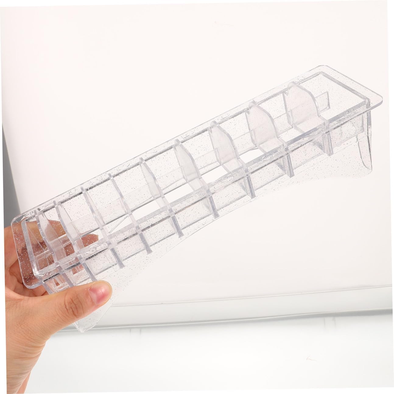 10grids Hair Clipper Organizer Storage Box with Slots for Combs Durable Plastic Display Case for Barber Guards Compatible with Various Hair Clippers and Combs