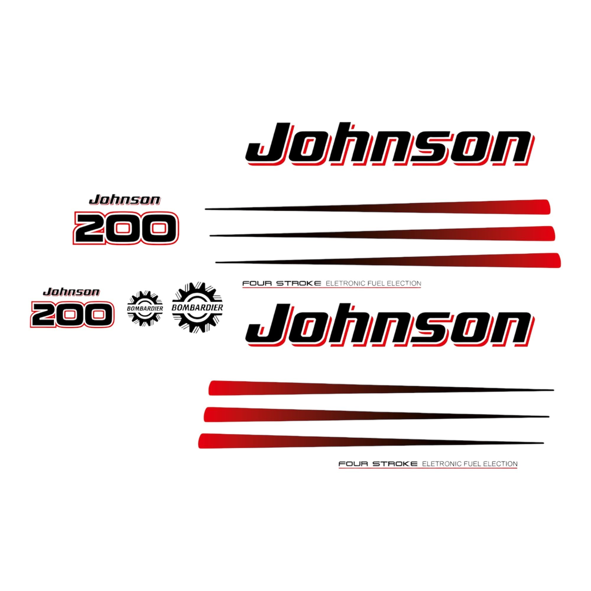 Ricambio adesivi compatibile per JOHNSON 200CV FOUR STROKE ELETRONIC FUEL ELECTION