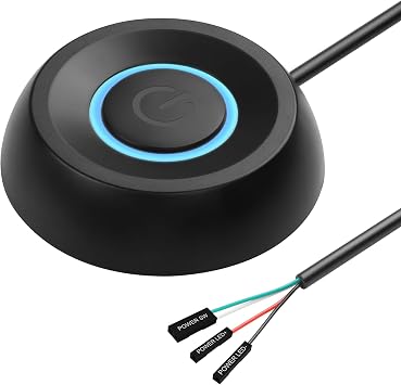 SinLoon PC Power on Button Desktop Computer Power Switch External Remote Start 5.9 FT Computer Motherboard PC Power Switch Extension Cord with LED Light black