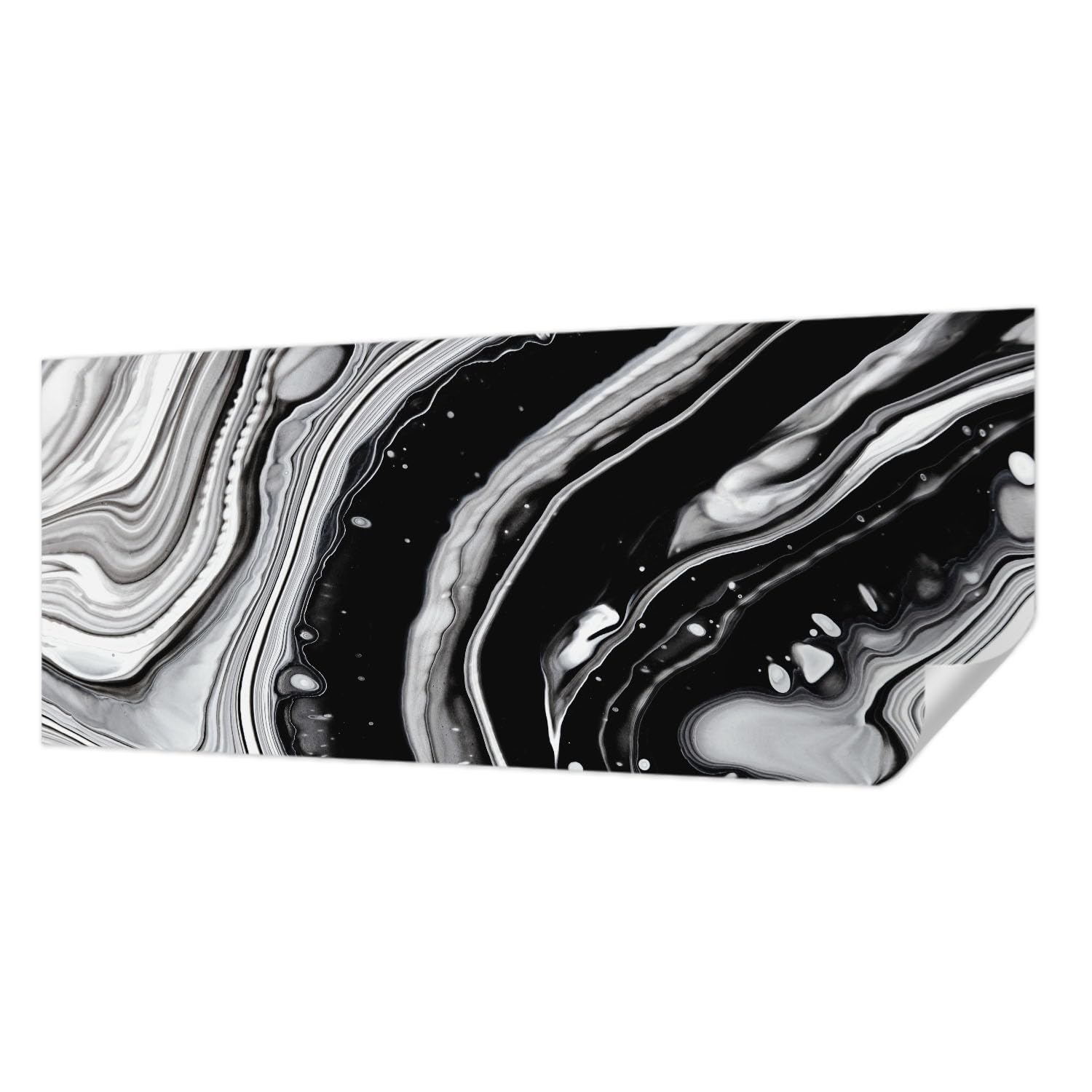 Papier peint auto-adhésif panoramique 250x104 cm ondes noires et blanches