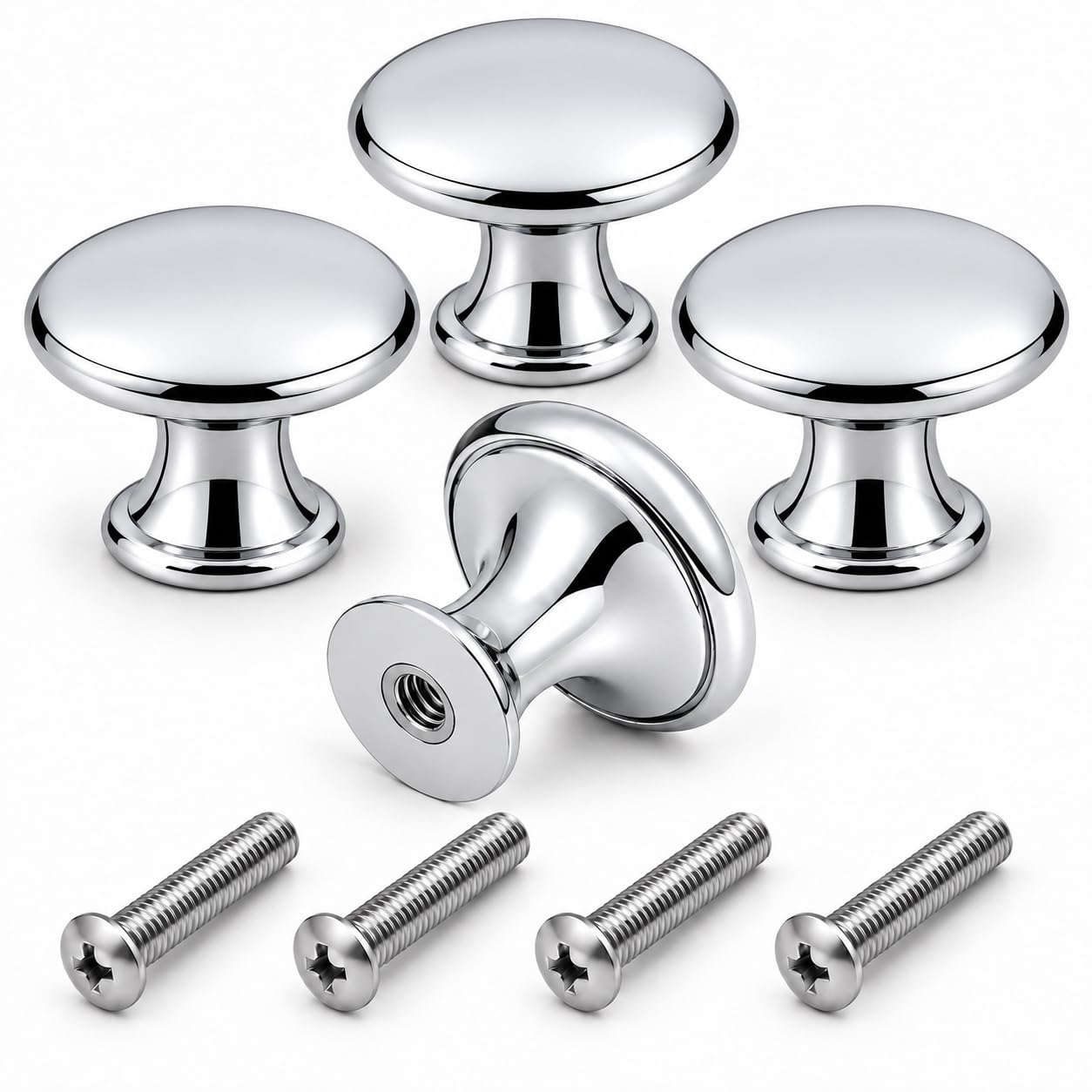 QZKJQDD Cabinet Knobs Cupboard Knobs, 4 Pack Chrome 30mm Drawer Handles — image 1