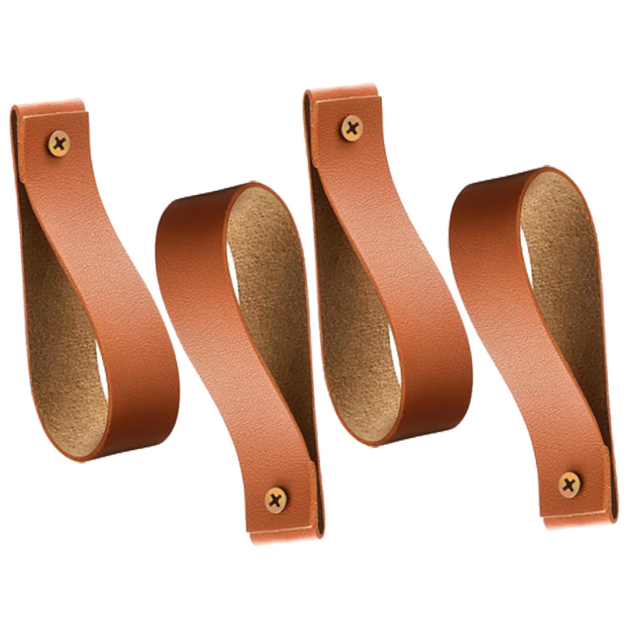 Levemolo 4 Pcs Bohemian Wall Mounted Bath Towel Hooks Curtain Rod Holder Strap Wardrobe Pole Brackets Curtain Rods Straps Picture Hanging Hooks Curtain Hangers Leather Brown