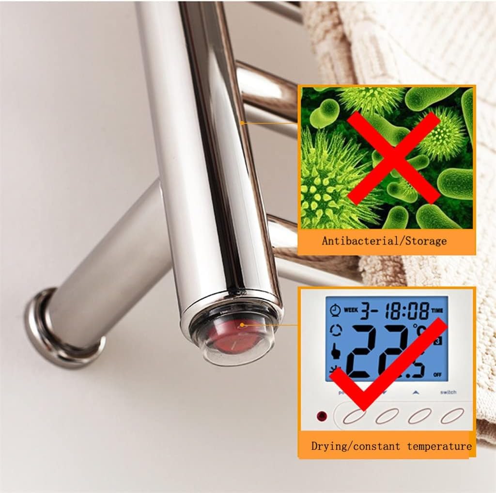 Electric Wall Mounted Towel Warmer Rail Heated Rack Stainless Steel Warmer Rack Bathroom (Color : As Shown Size : One Size)