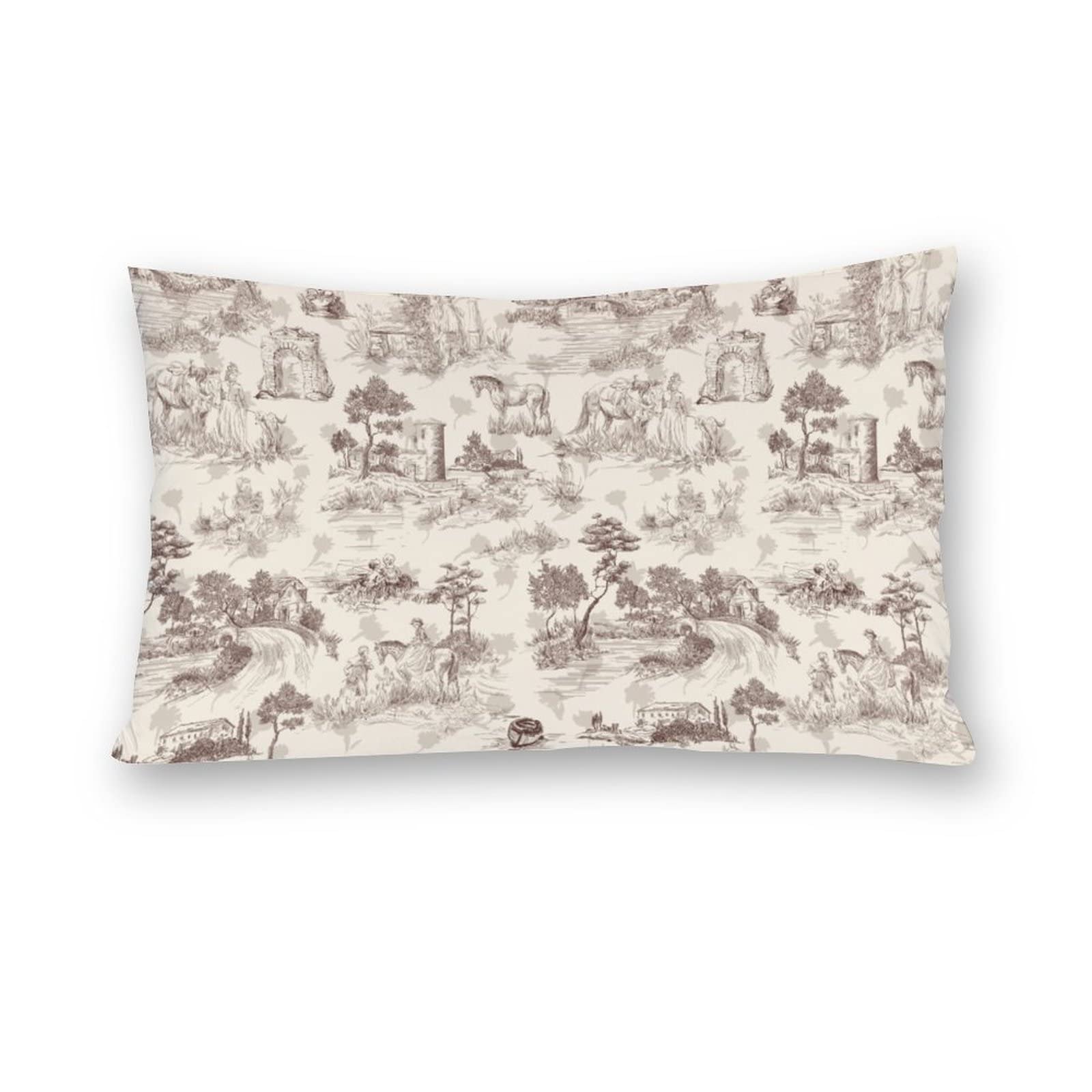 Nibabaeu Multicolor Cushion Covers 1 Piece Toile De Jouy Stile Landscape Decorative Pillow Covers 12X20inches (30X50cm) Soft Polyester Pillow Cases For Living Room Sofa Couch Bed Pillowcases
