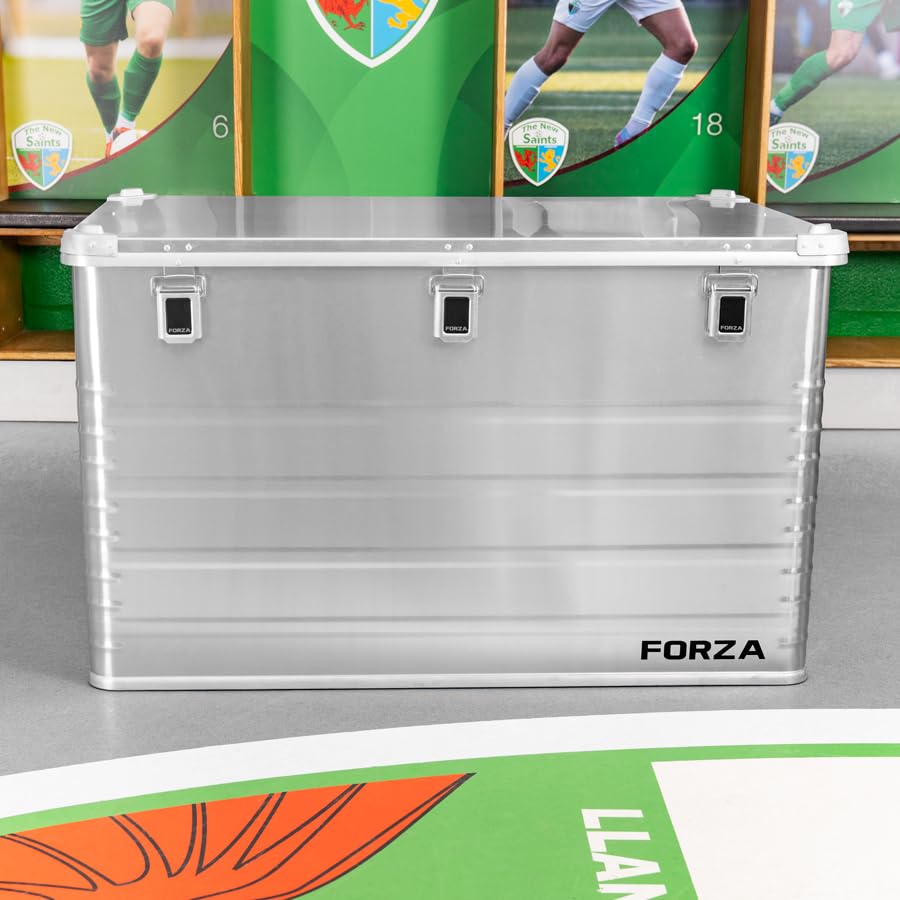 FORZA Scatole in alluminio per trasporto e stoccaggio, resistenti alle intemperie, con rivestimento in schiuma e angoli rinforzati, ruote opzionali, ideali per viaggi in club sportivi + kit di