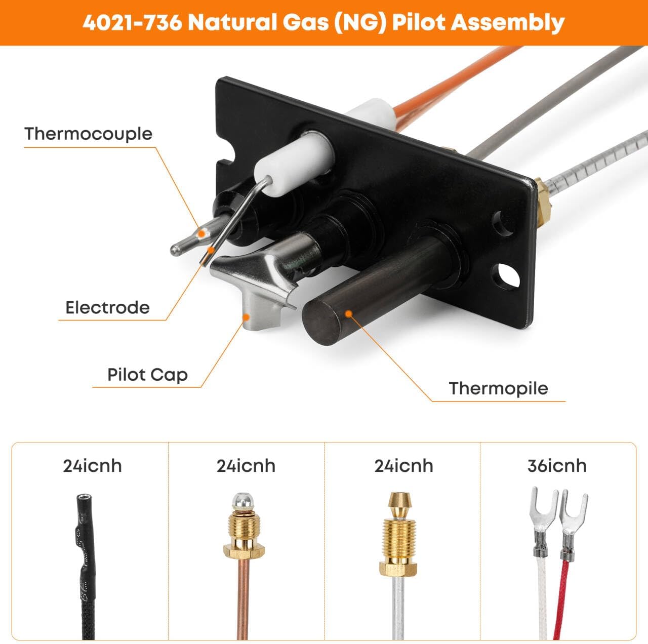 Stanbroil 4021-736 Natural Gas Pilot Assembly Replacement Part for Heatilator, Heat N Glo and Quadra-Fire Gas Fireplace, Replacement 485-510A Pilot Assembly for Heat N Glo Natural Gas Fireplace