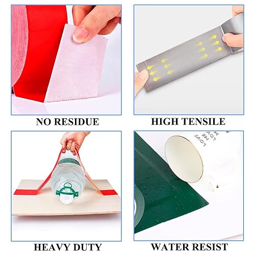 Miniatura 2 de LLPT Cinta adhesiva de grado industrial, paquete de 3 unidades de 2 pulgadas x 35 yardas cada rollo, fácil de rasgar, cinta de tela colorida a