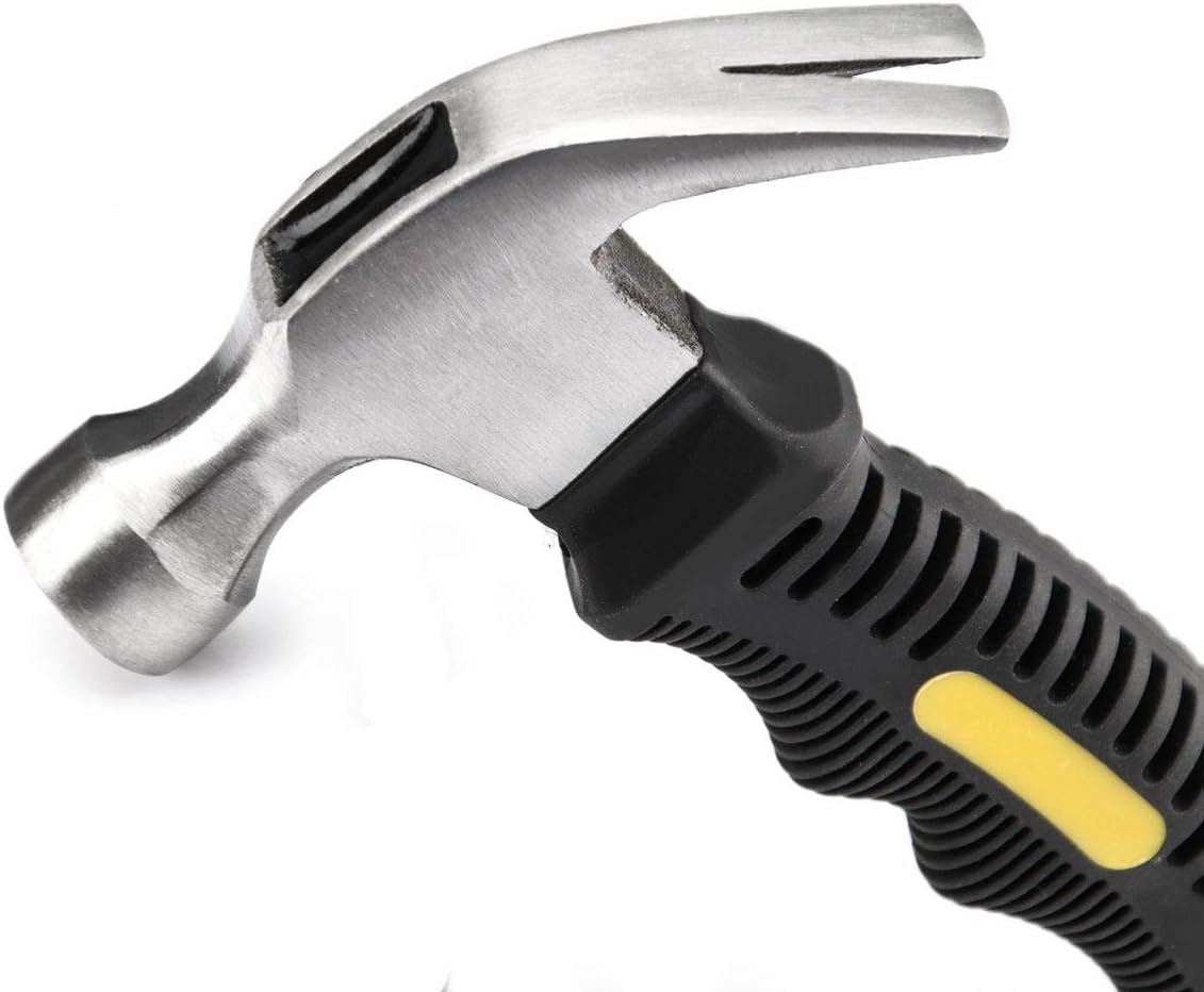 ZOENHOU 6 PCS 8 Oz Claw Hammer, Small Stubby Hammers Bulk with Anti-Slip Plastic Coated Soft Handle Roofing Tools for Car Window Framing Jewelry Making, Length 6.5 Inch
