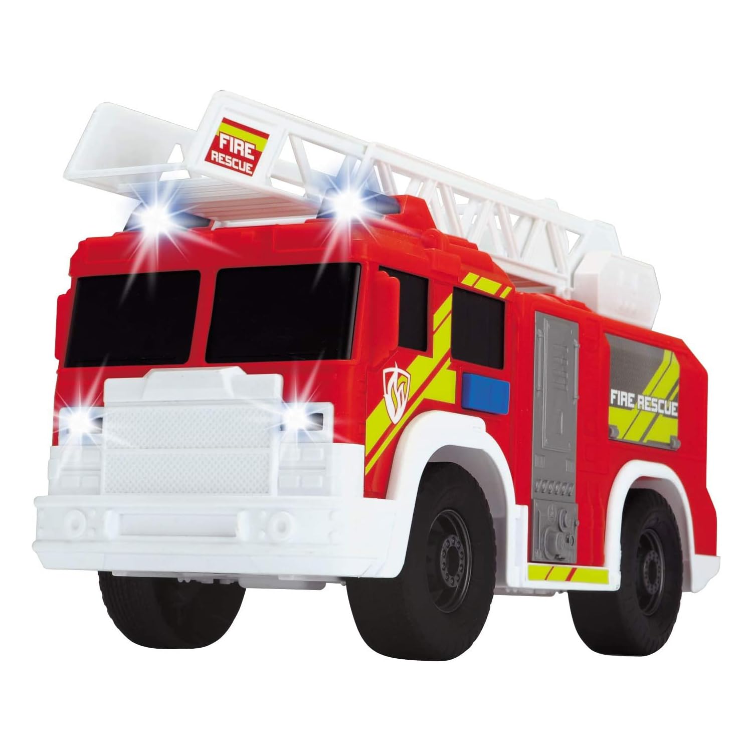 Dickie Toys Camión de Bomberos con Luz y Sonido, Escalera Móvil y Extensible, Pilas Incluidas, Apto para Niños y Niñas de 3 a 6 Años de Edad, 30 cm