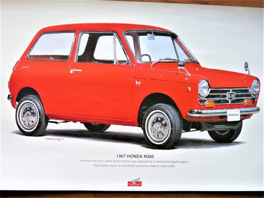 Amazon.co.jp: イラストポスター ホンダ N360 1967 ホンダ
