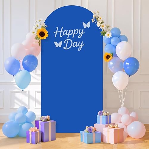 Miniatura 5 de Cubierta de arco de globo de 6.6 pies, cubierta de telón de fondo de arco de boda, cubierta de arco azul real, cubierta de telón de fondo de