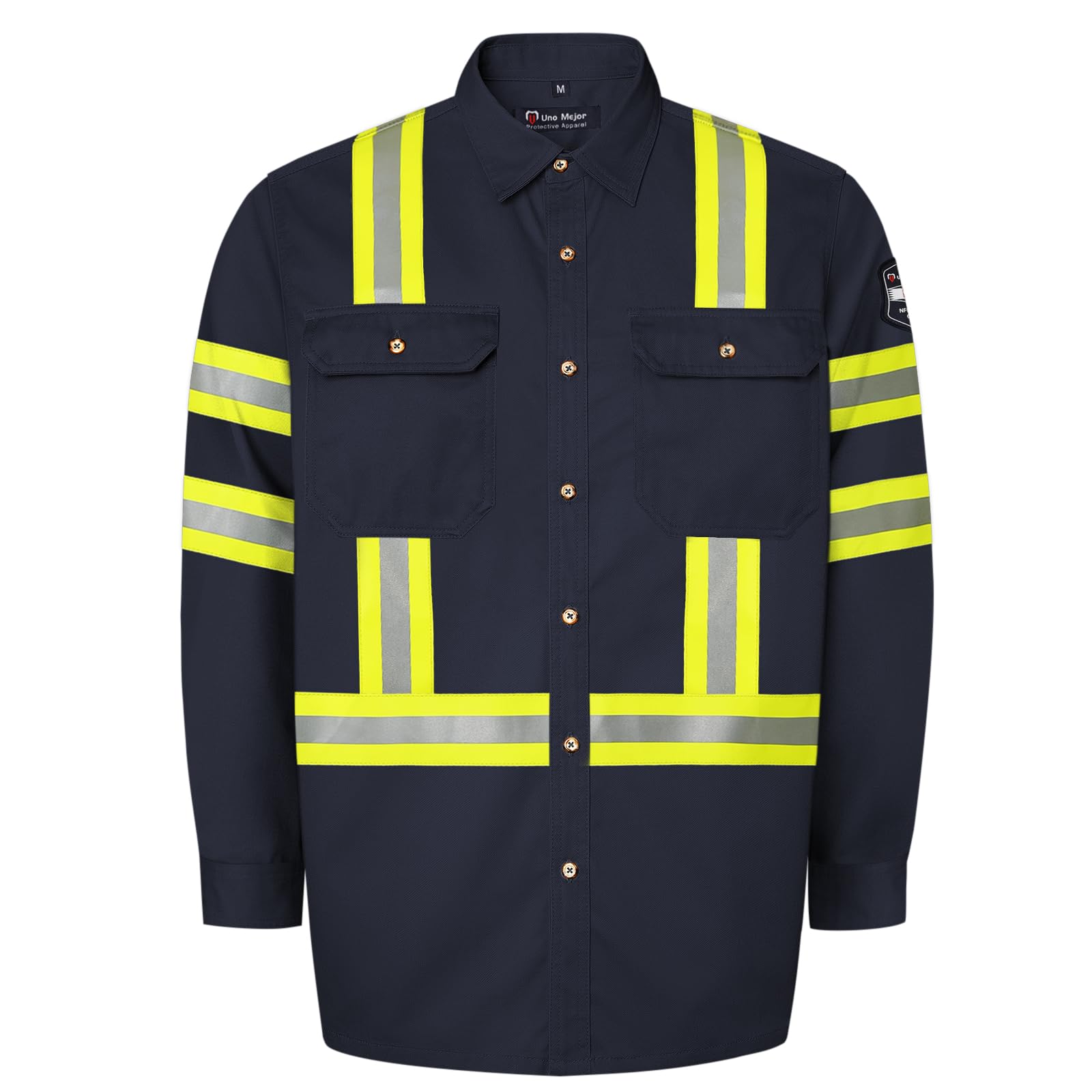 Uno Mejor Welding Shirts for Men 7.5oz FR Shirts, 100% C High Visibility Flame Resistant Work Shirt, Men's Fire Retardant Welding Shirt, Durable FR