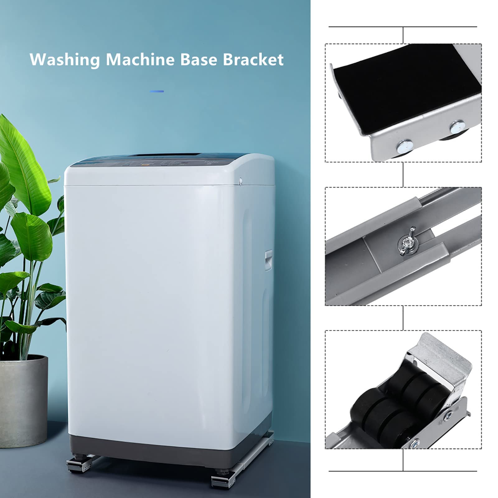 Stojak na pralkę Regulowana podstawka pod mini lodówkę, uniwersalna podstawa mobilna z 24 kółkami do pralki, 2 szt. (maksymalne obciążenie 300 kg/660 funtów)(White)