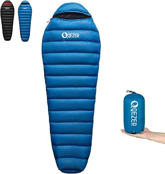Down Sleeping Bag,650FP-RDS,Only 820 g, Lightweight Sleeping Bag, Small Pack Size for 3 Seasons, Camping, Trekking and Hiking