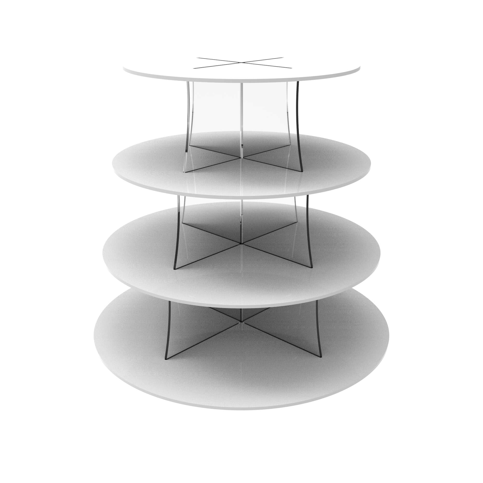 Displaypro White Chefkit Acrylic Cupcake Stand Display - Round (, 4 Tier)