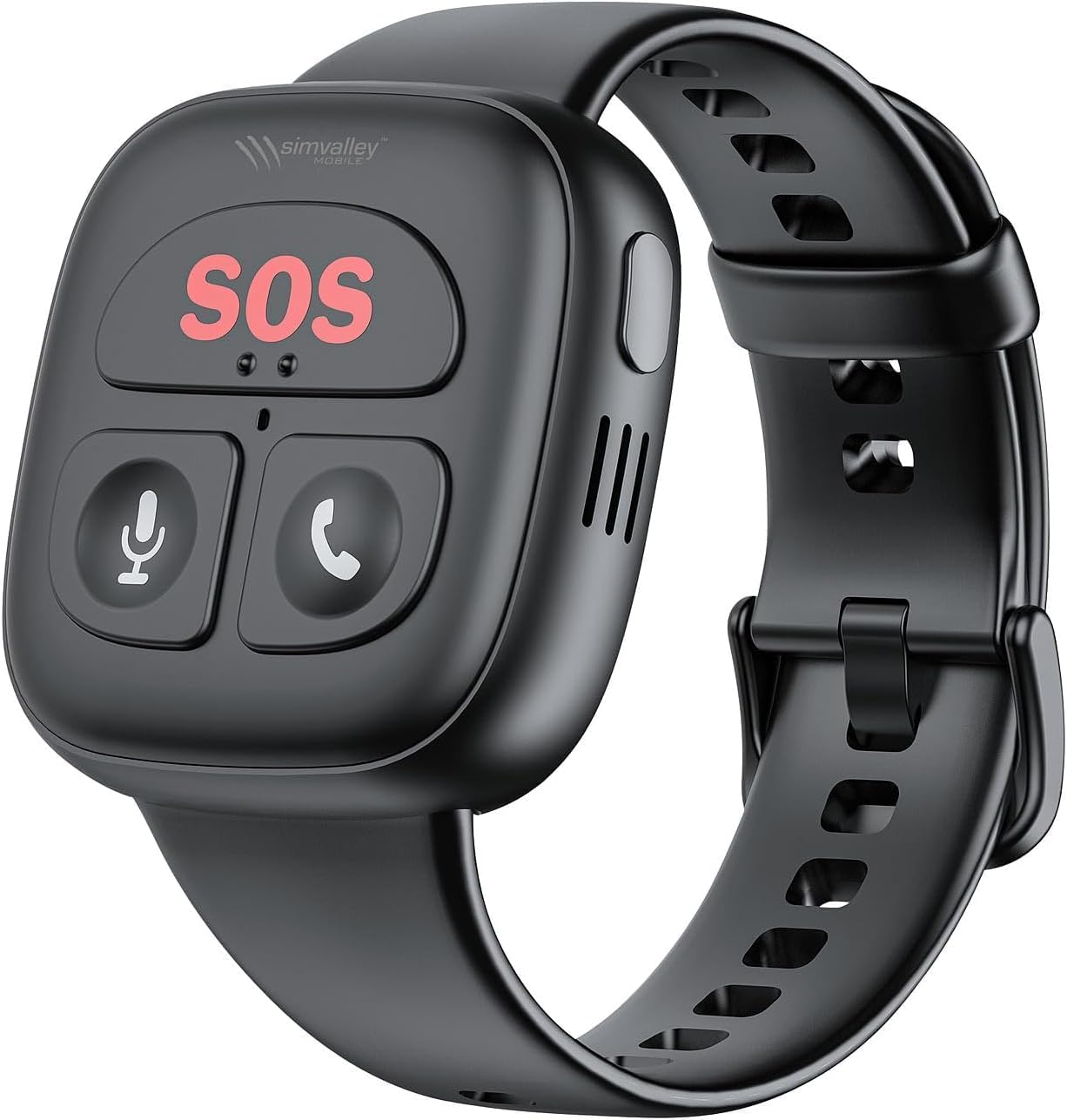 4G Emergency Smartwatch with SOS Button, GPS Tracking, Fall Sensor, Hands-Free Calling, Health Monitoring, IP67 Waterproof, Black