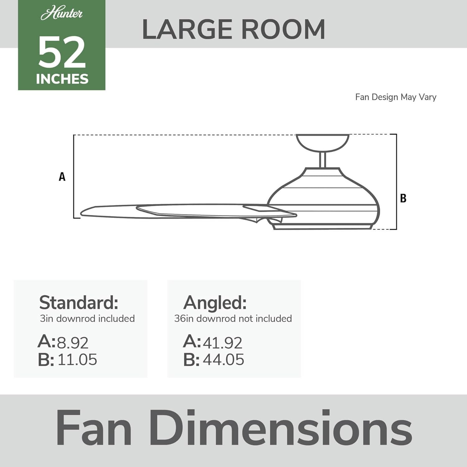 Hunter Fan 52 Inch Black Indoor/Outdoor Ceiling fan with Remote for Porch, Living Room, Office, Kitchen (Renewed)