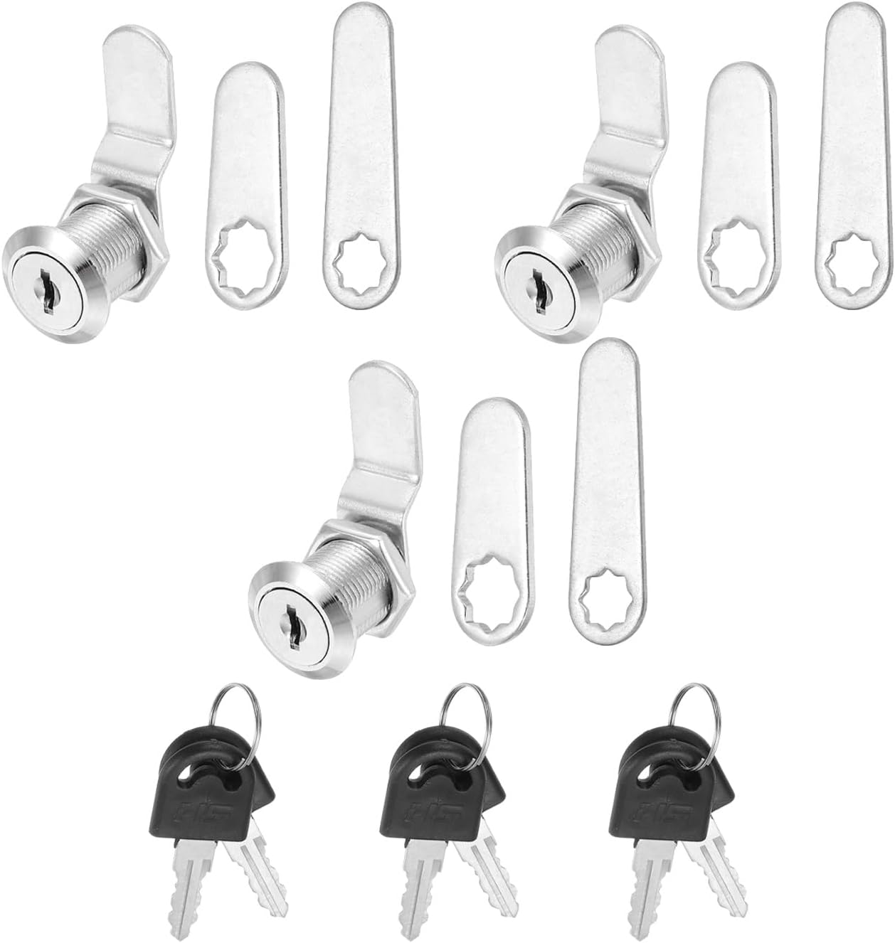 PATIKIL 3/4 Inch Keyed Alike Cabinet Locks with Key, 3 Pack Cam Replacement Lock Cylinder Toolbox Lock for RV Drawer Storage Cart Mailbox, Silver