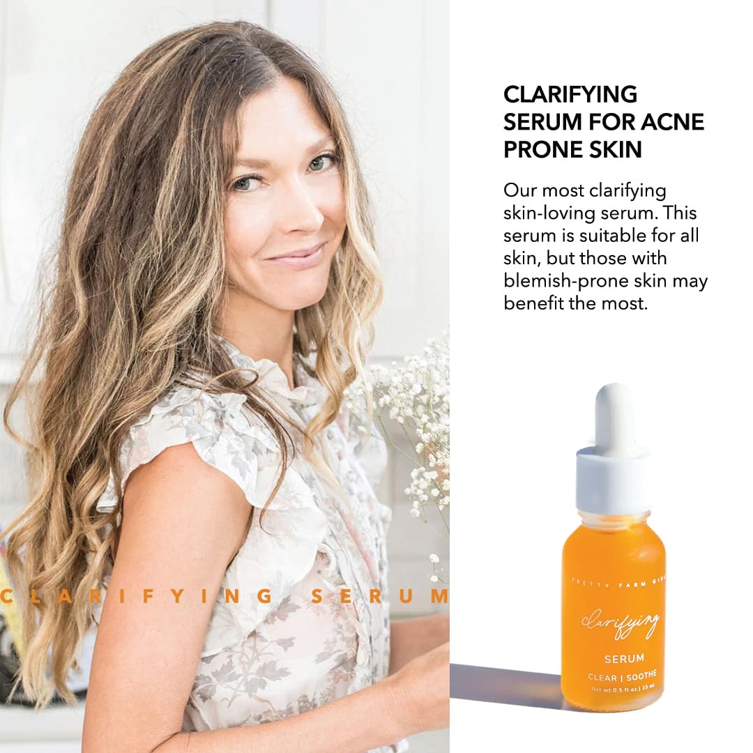 Pretty Farm Girl Clarifying Serum – Lightweight Face Serum for Acne-Prone Skin – Daily Use Formula for All Skin Types – Non-Toxic and Fast-Absorbing - 0.5 oz