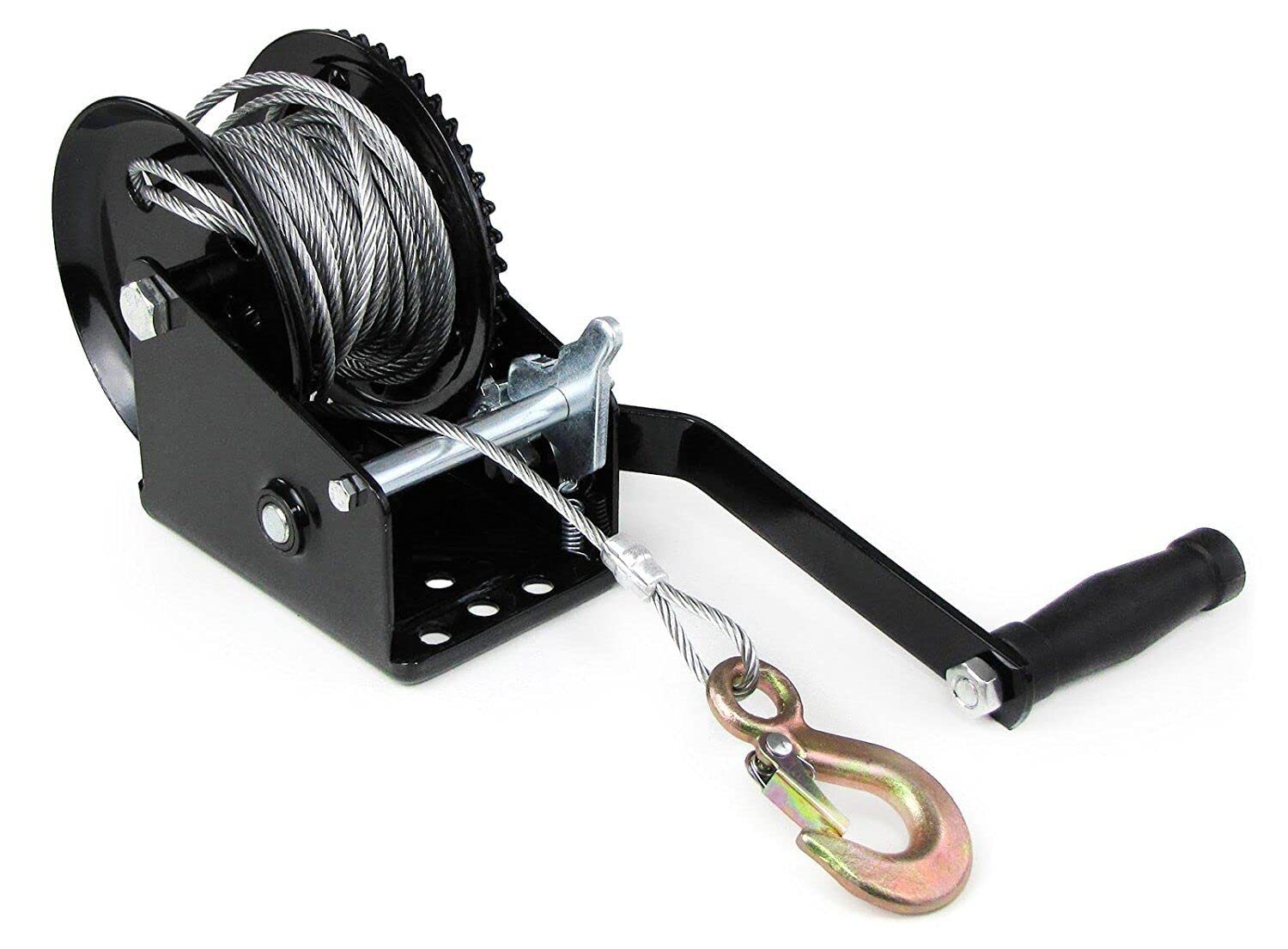 Cabrestante manual 1500 kg para tirar de coches, remolques, caravanas, etc. (con cable de alambre de 10 metros de largo)