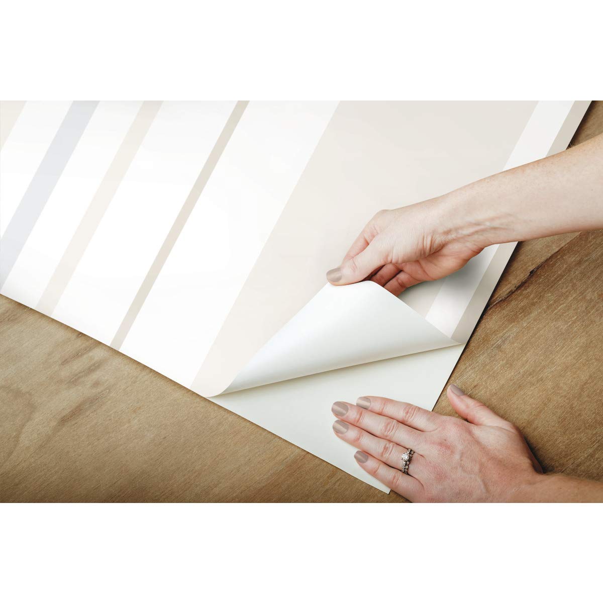 RoomMates RMK11297RL Stripes Peel and Stick Wallpaper, Tan - Image 4