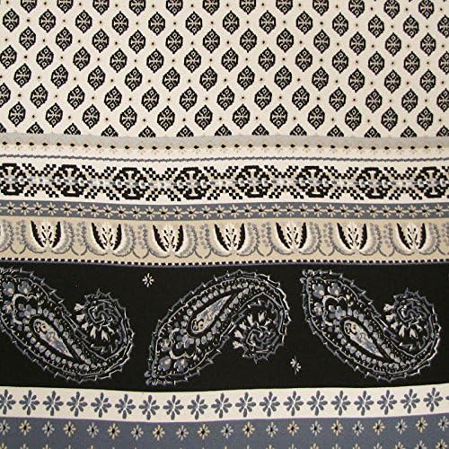 Black Neutral Paisley Printed on Bubble Chiffon Fabric