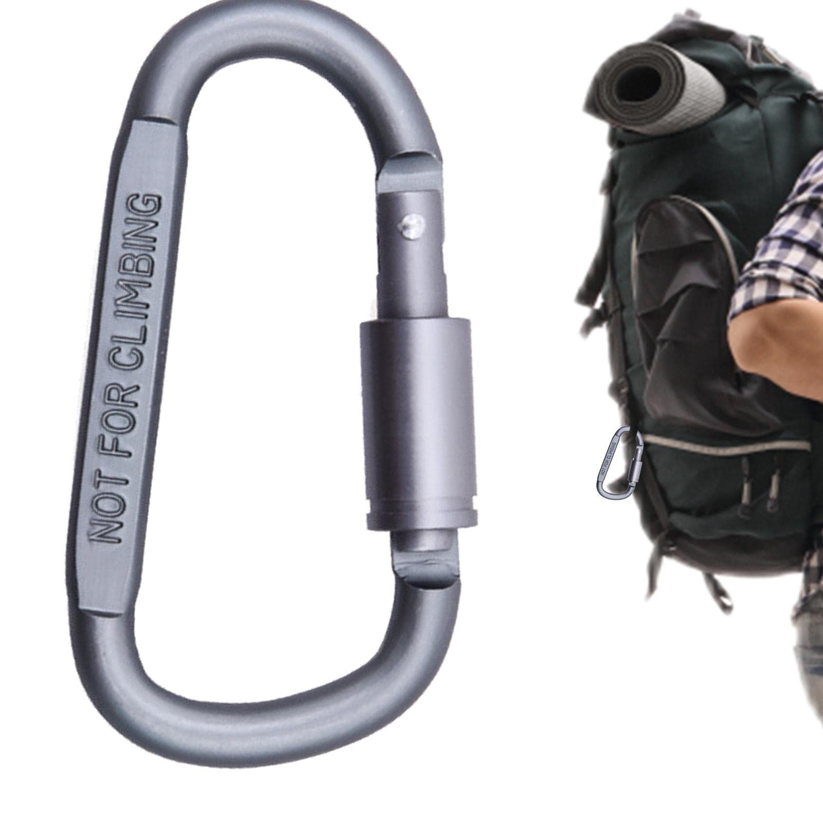 Petufun Silver Gray Heavy Duty Carabiner Hooks,Backpack Carabiner Keychain | D Keychain Clip For Camping Hiking, Hammocks, Outdoor