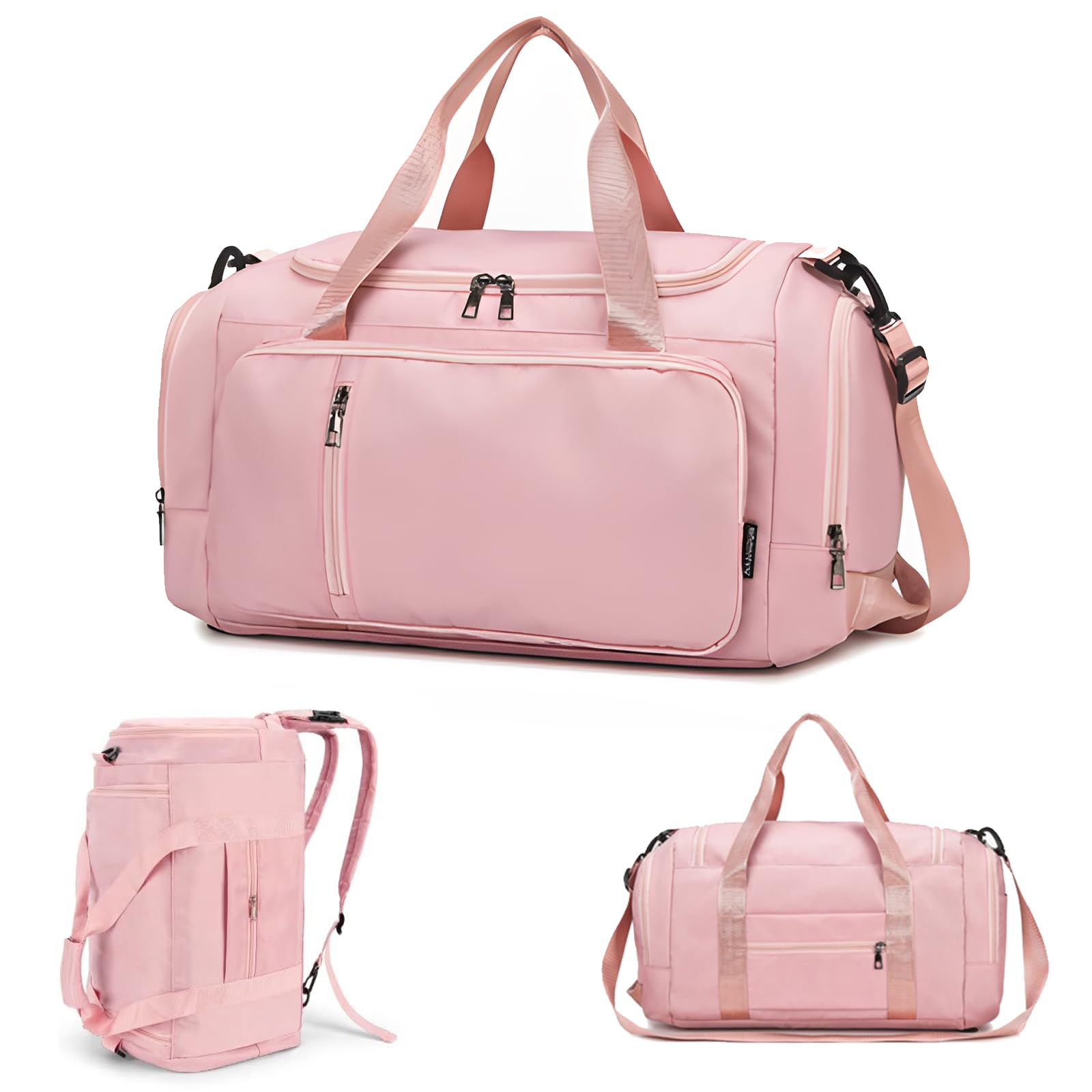 Gym Duffle Sports Bag with Shoe Compartment, Weekend Overnight Bag with Crossbody Straps and Double Shoulder Straps for Women & Men, Backpack Luggage Holdall Bag for Sports Gym Hospital Travel
