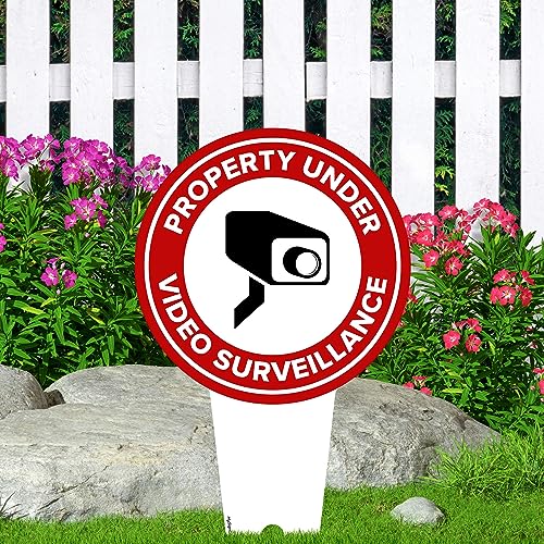 Image of Property Under Video Surveillance Sign, 9x17, Heavy Duty Integrated Ground Stakes, Indoor /Outdoor Use, Rust Free Aluminum Composite, Made in USA by My Sign center