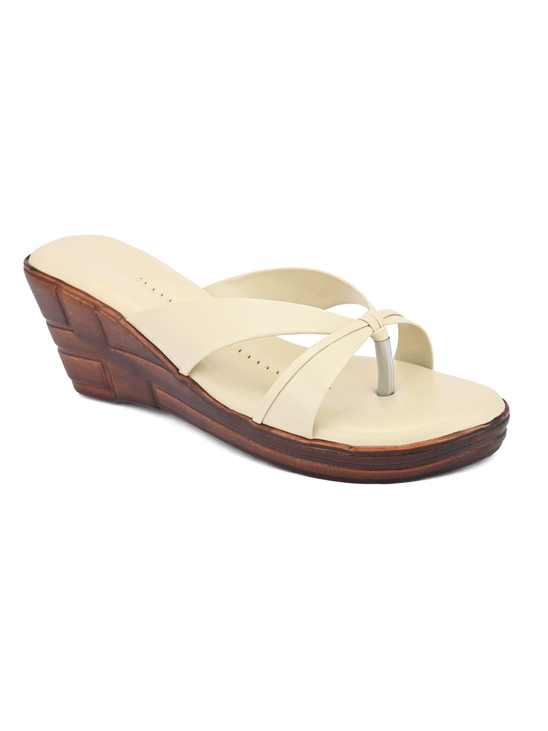 BOOTCO Sandals for Women High Heel Wedges for Girls Light Weight Cream (B0BSNG4C4G) Amazon Price History, Amazon Price Tracker