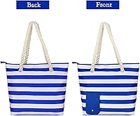 Vista 4 de Bolsa de vino con boquilla oculta, bolsa de mano para mujer, bolso grande con boquilla con 3 bolsas de vino, azul, rayas, (Dark blue stripes)