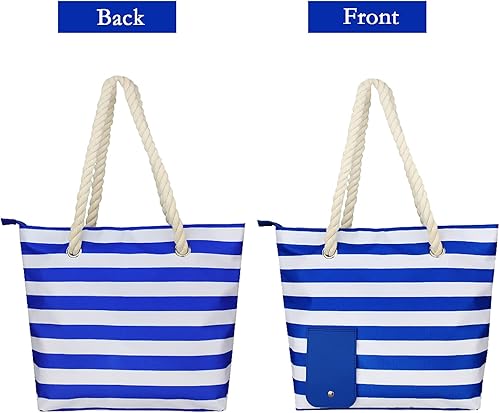 Miniatura 4 de Bolsa de vino con boquilla oculta, bolsa de mano para mujer, bolso grande con boquilla con 3 bolsas de vino, azul, rayas, (Dark blue stripes),