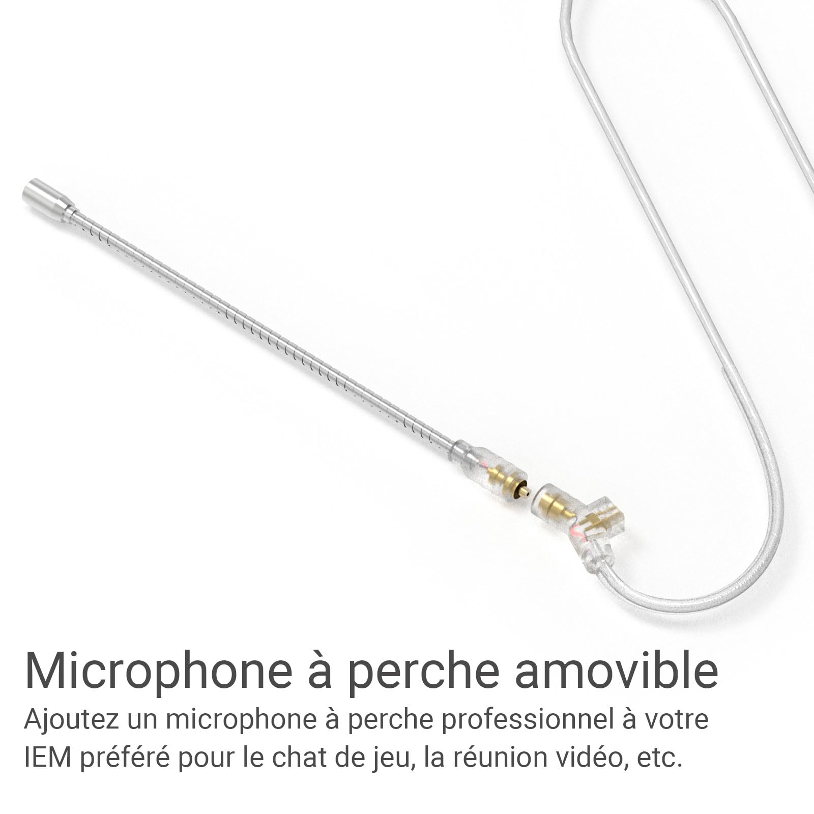Cubilux Câble IEM 3.5mm 2 Broches 0.78mm avec Microphone, Fil d'Écoute à Cuivre OFC Argenté et Micro-Braccio Détachable pour Wan'er S.G, ZS10 Pro, ZS10 Pro X, ZSN PRO, ZSX, 1,2 mètres