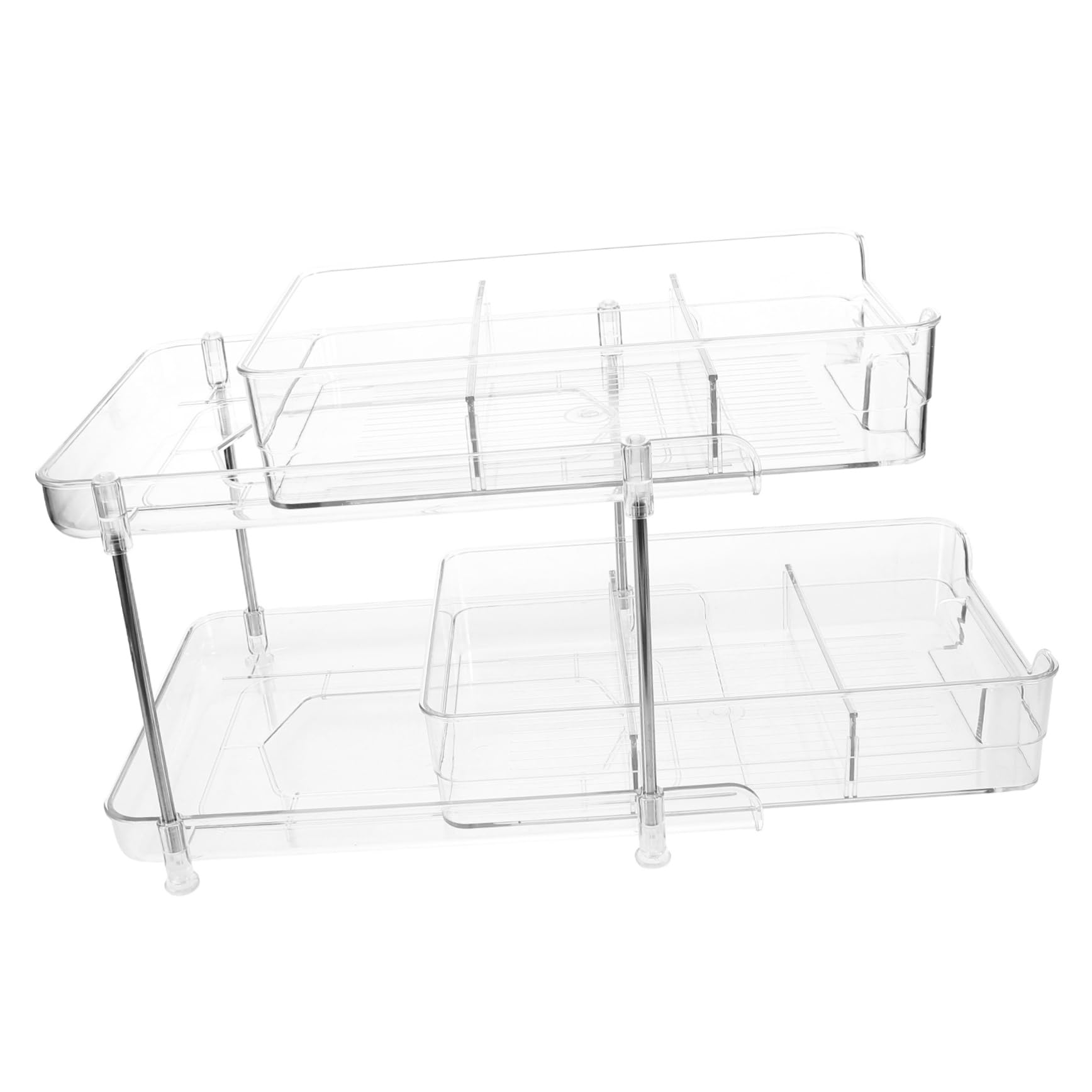 Zerodeko Organisateur de Toilette Double Couche Transparent en Pet et Acier Inoxydable, Solide et Stable, Tiroir Coulissant pour Salle de Bain et Maison, Rangement Pratique sur Plan