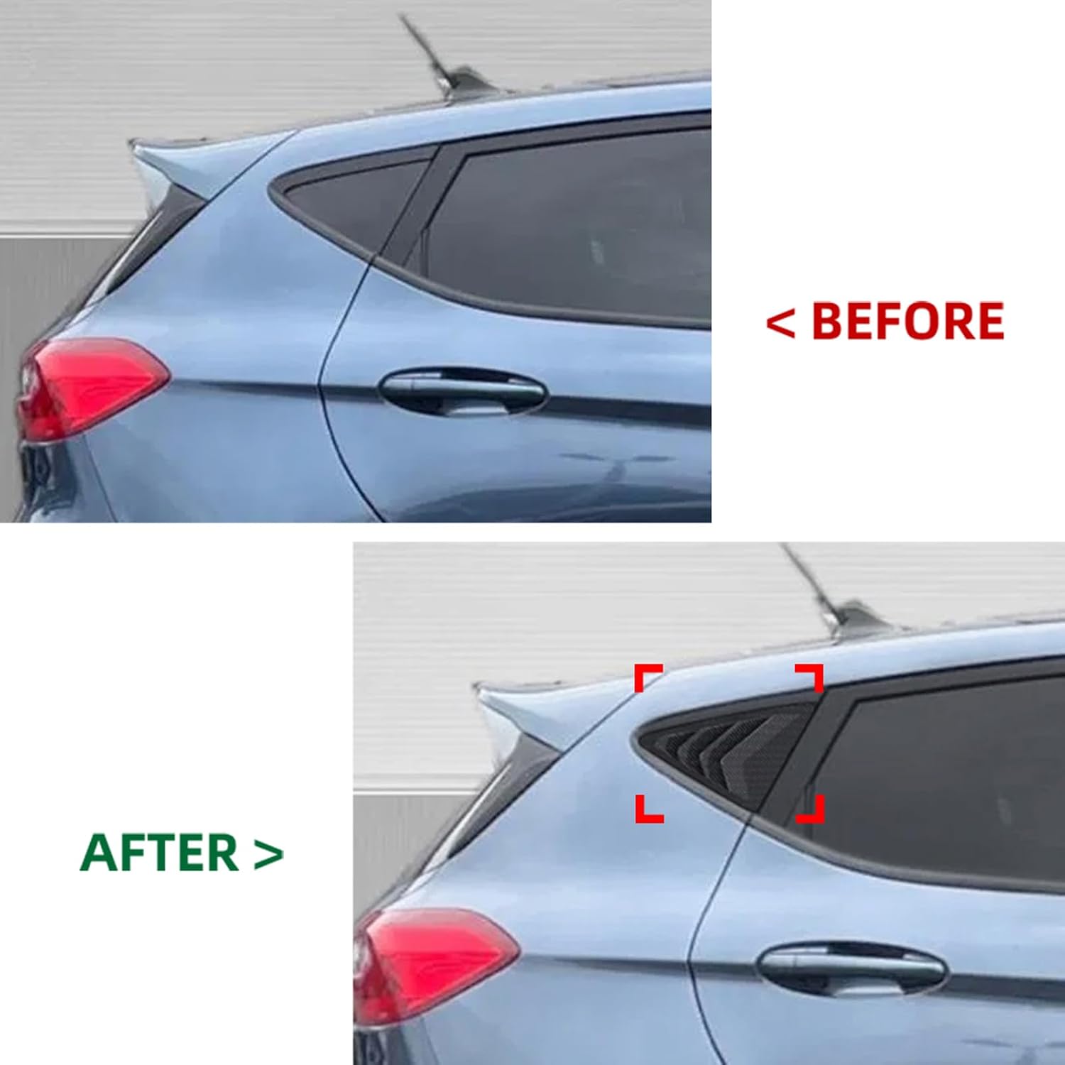 Car Rear Window Louver Shutter Trim Cover For Ford Fiesta MK8 2018-2024 Black