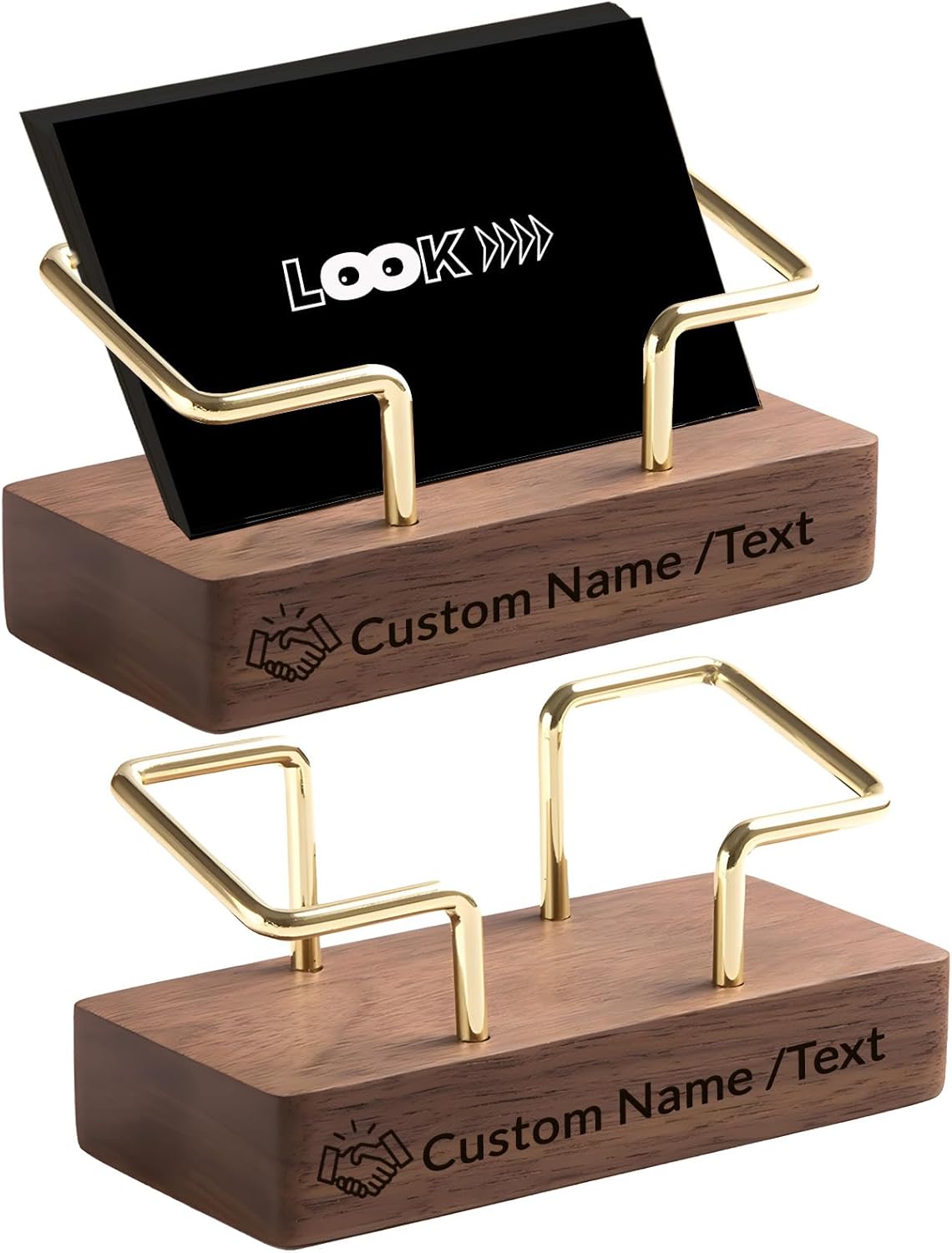 HJX Custom Business Card Holder for Desk - Personalized Engraved Name Logo Wooden Business Card Organizer, Customized Business Card Desktop Display Gifts for Men Women (Bulk)