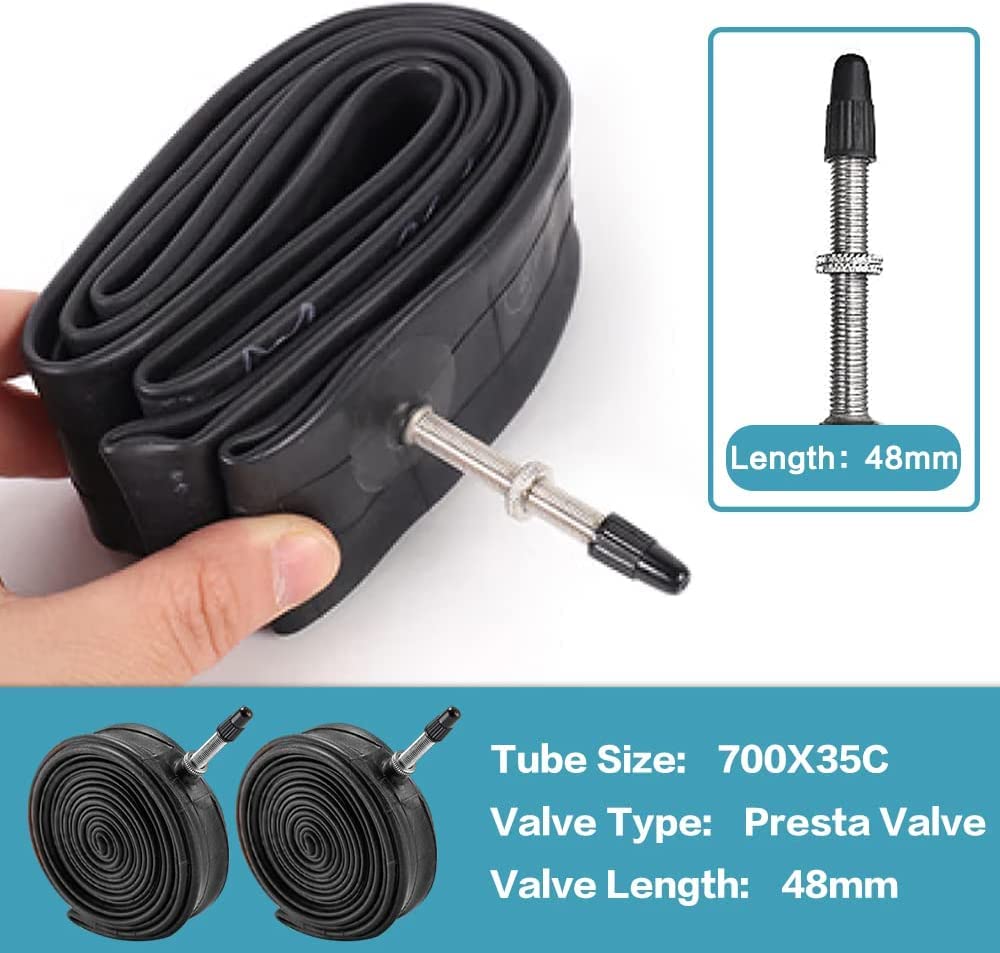 Paquete de 2 Ruedas Cubiertas Antipinchazos Bicicleta Carretera 700 x 35 C con 2 Tubos Interiores Presta, 2 Palancas, Reflectantes, Neumáticos Plegables (2 Neumáticos, 2 Tubos, 2 Palancas)
