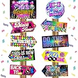 Chinco 20 Pieces 70s Party Sign Disco Party Decorations Funny Disco Decor 1970s Signs Colorful Dance Decorations Retro Photo Props for Outdoor Indoor Home