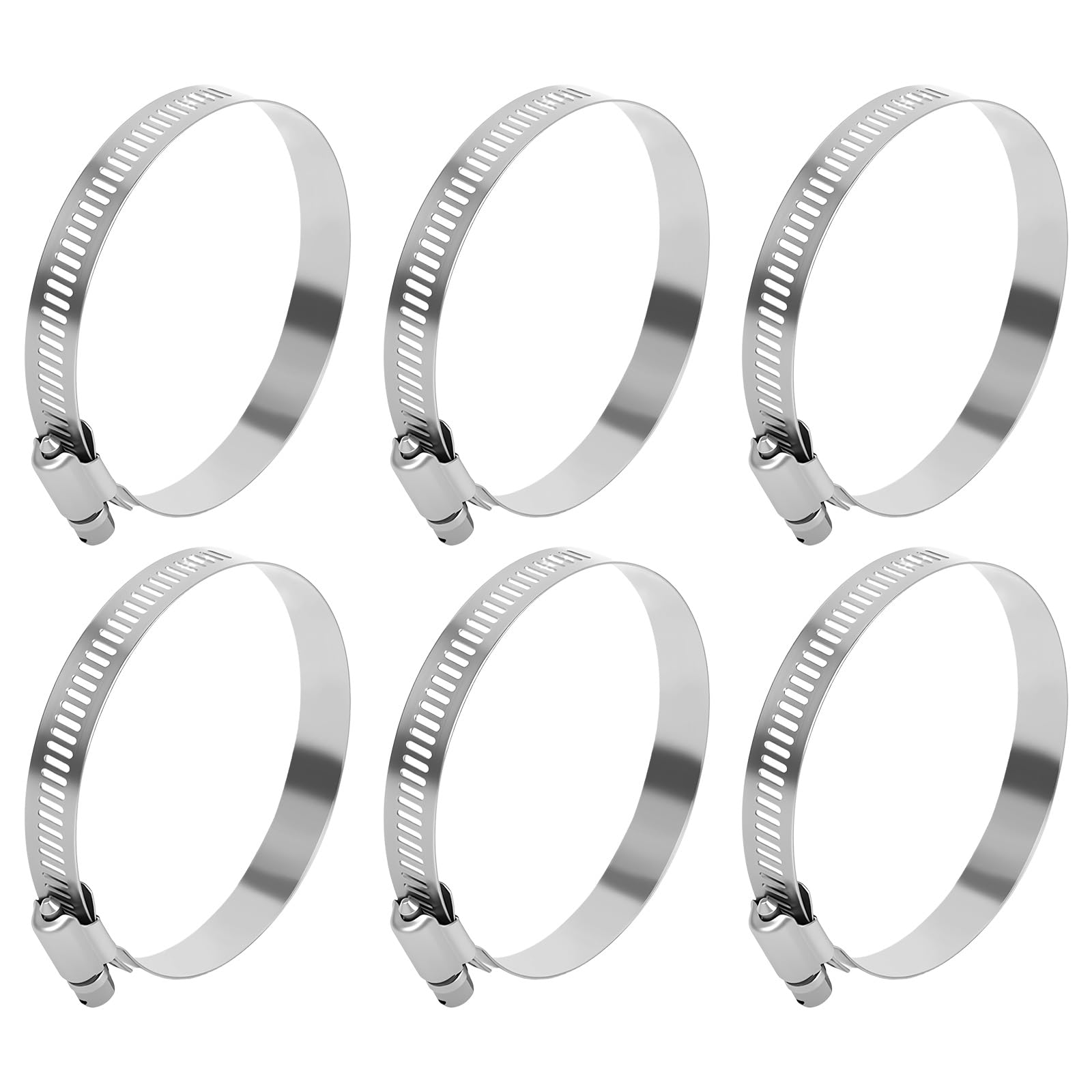 6 Stück Schlauchschellen aus Edelstahl, Metallschellen, Schlauchschellen aus Edelstahl, verstellbar, 52-76 mm, Metallschelle mit Schraube, Schlauchschelle mit Bolzen für Wasserschlauch Auto Pool